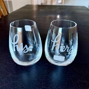 Kate Spade "Two of a Kind" His/Hers Stemless Wine Glasses (set of 2) - NWT